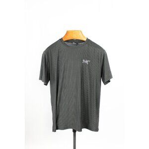 ARC'TERYX Rho Black Grey Check Jersey Short Sleeve Crew Neck T-Shirt, Size L
